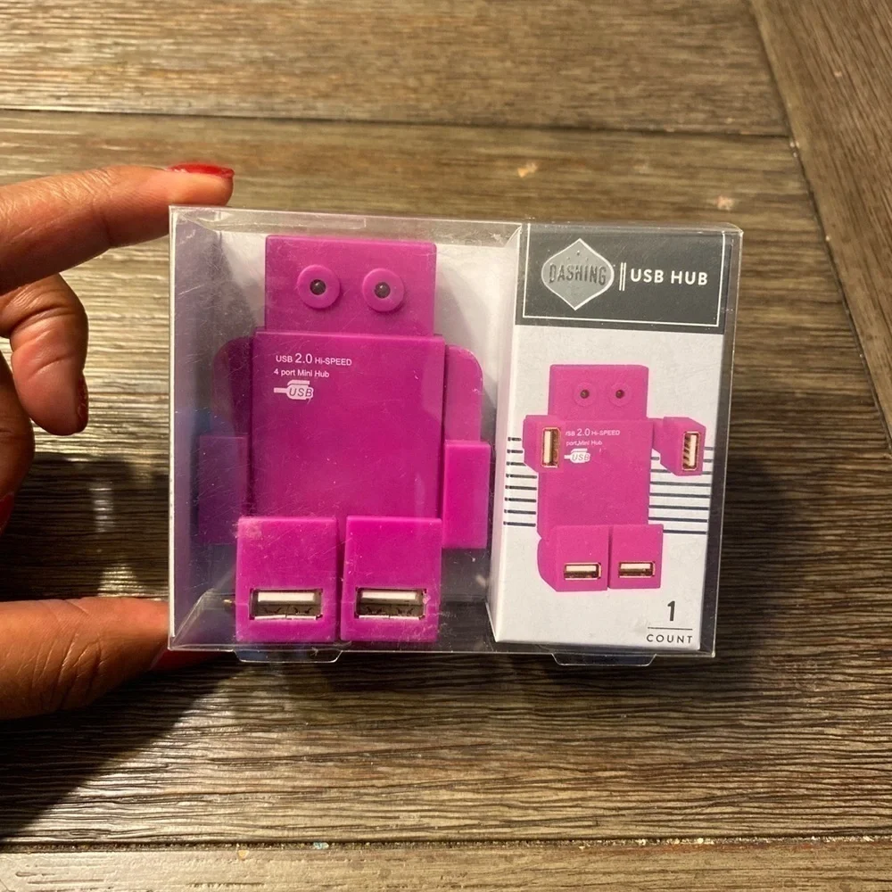 Dashing USB Hub, 4 USBs 2.0 High-speed ports with LED indicator Pink